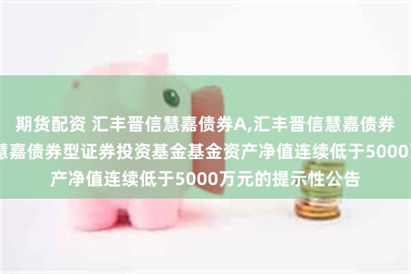期货配资 汇丰晋信慧嘉债券A,汇丰晋信慧嘉债券C: 关于汇丰晋信慧嘉债券型证券投资基金基金资产净值连续低于5000万元的提示性公告