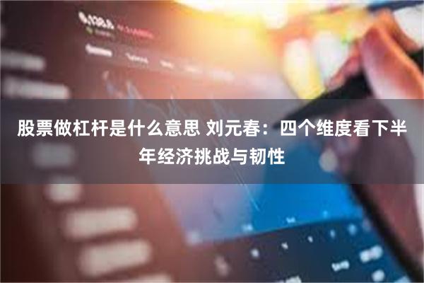 股票做杠杆是什么意思 刘元春：四个维度看下半年经济挑战与韧性