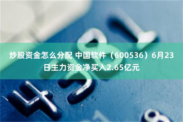炒股资金怎么分配 中国软件（600536）6月23日主力资金净买入2.65亿元