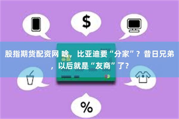 股指期货配资网 啥，比亚迪要“分家”？昔日兄弟，以后就是“友商”了？