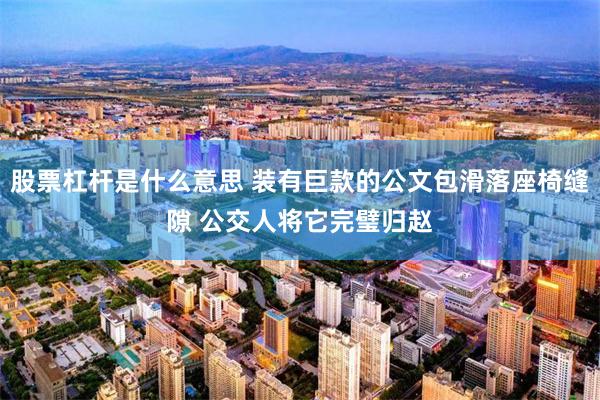 股票杠杆是什么意思 装有巨款的公文包滑落座椅缝隙 公交人将它完璧归赵