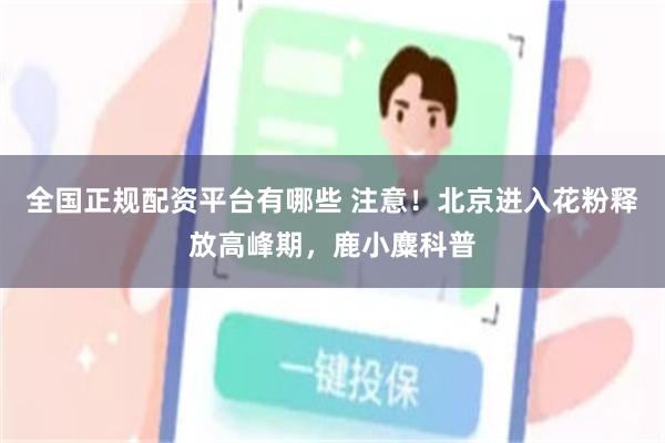全国正规配资平台有哪些 注意！北京进入花粉释放高峰期，鹿小麋科普